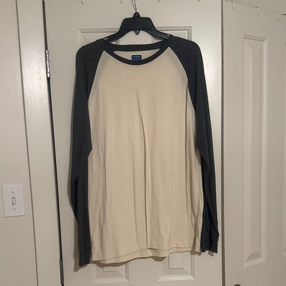 J. Crew Men's Long Sleeve Tee - Cream and Black
